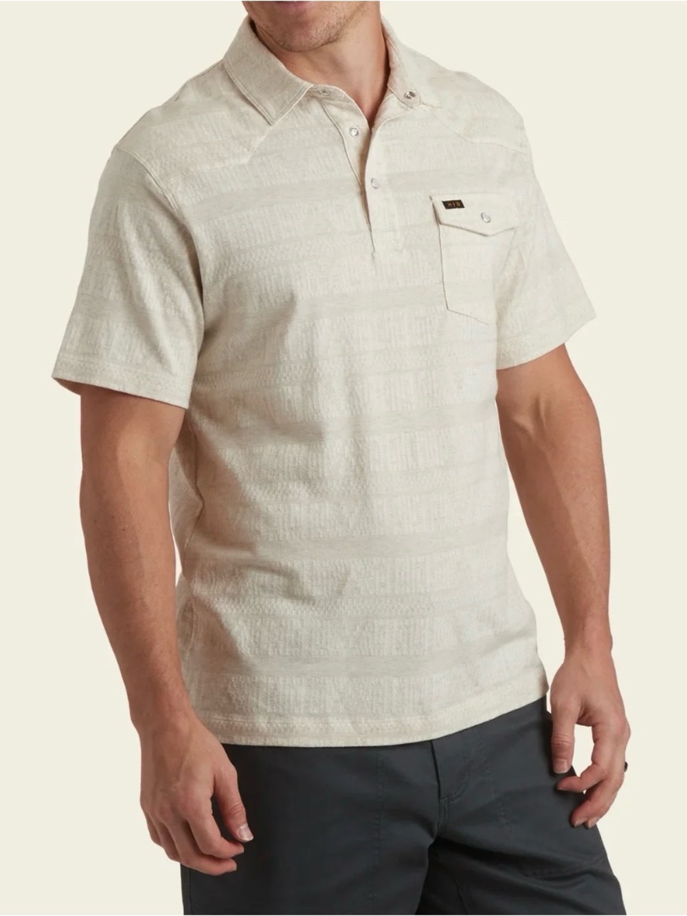HOWLER BROTHERS Ranchero Jacquard Mens Polo Pearl Snap Button & Chest Pocket